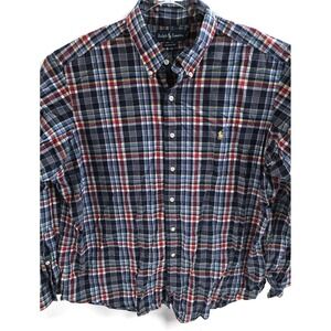 Ralph‎ Lauren Shirt Mens 2XL Blue Plaid Classic Fit Button Down Long Sleeve